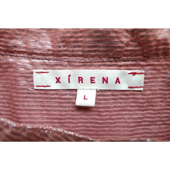 XIRENA Graycen Shimmer Lurex Cotton Button Down Shirt Top Garmentory L $225 - Picture 7 of 11
